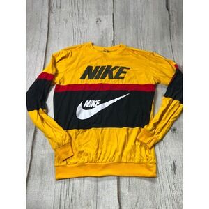 Vintage Banana NIKE Graphic Long‎ Sleeve Shirt Mens Medium Yellow Colorblock